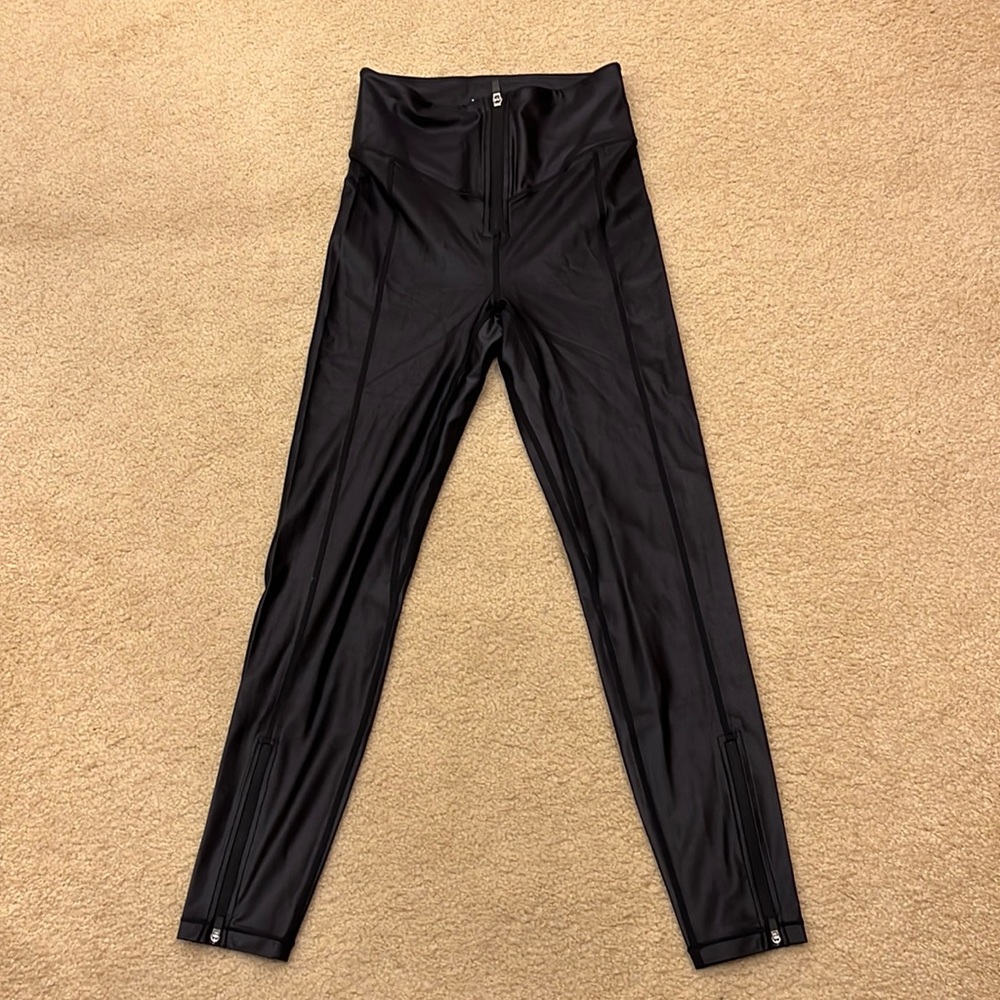All access black satin leggings size s/p barely warn.